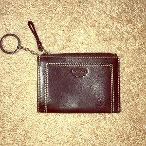 SOLD - Coach black leather skinny keychain wallet